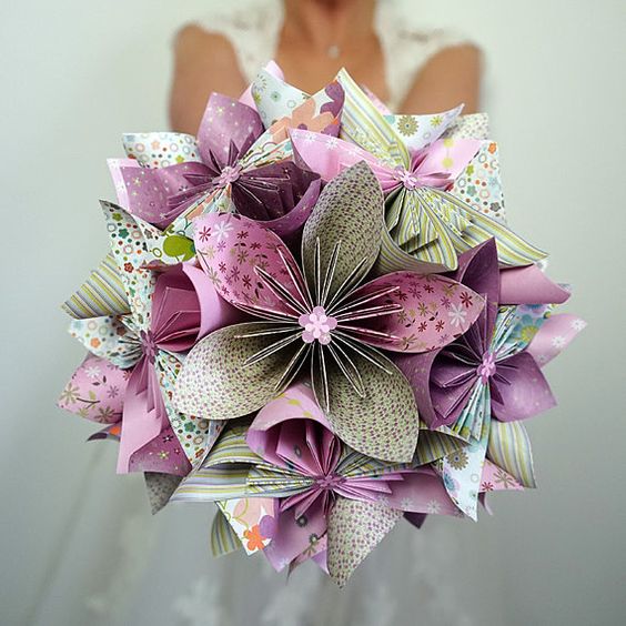 Bouquet de mariage origami